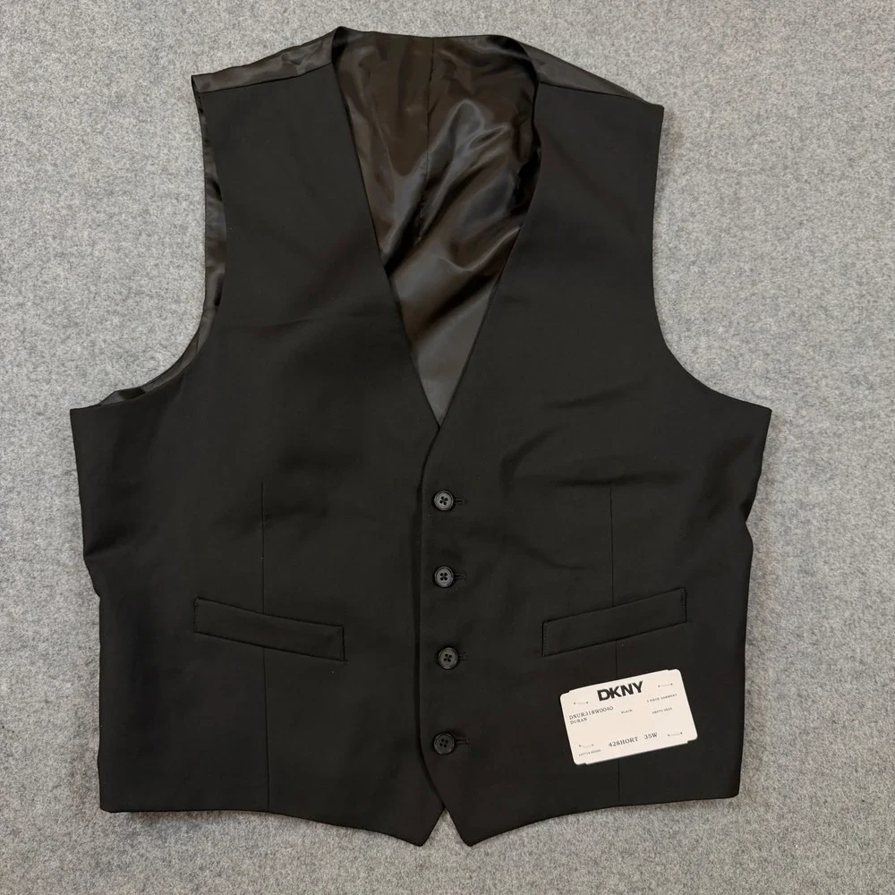 DKNY Duran Mens 3 Piece Suit Black 42S 44S 35W 37W DNUR318W0040 New
